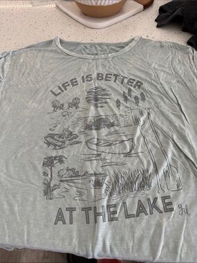 Grace & Lace Sage Green 'Life Is Better At The Lake' Graphic Tee